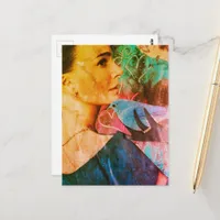 Woman with a Blue Bird Surreal Collage Postcard