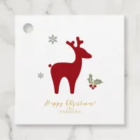 Red Christmas Reindeer Motif#12 ID1009 Favor Tags