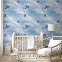 Bluebirds in Flight  Wallpaper