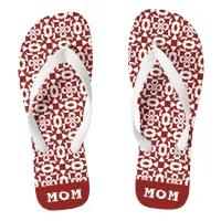 Mom Geometric Snowflake Christmas Red And White Flip Flops