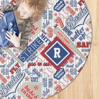 Baseball Typography Red White Blue Stripes ID770 Rug