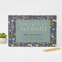 Blue Wildflower | Forever in Our Hearts Funeral Guest Book