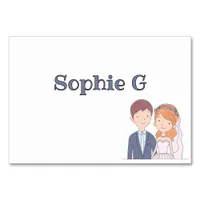 Simple, Cartoon-Iike  Spouses Wedding Place Card