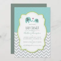 Boy Baby Shower Elephants Invitation