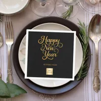 New Year black gold business logo Napkins