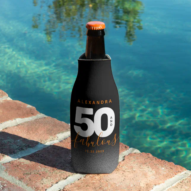 Modern Girly Orange 50 and Fabulous Bottle Cooler