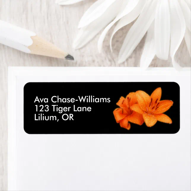 Rain-Kissed Floral Orange Asiatic Tiger Lilies Label