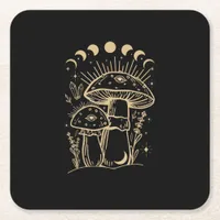 Mushrooms & Minimalism Cottage  Aesthetic Goblinco Square Paper Coaster