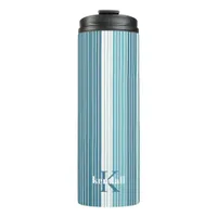 Teal Pinstripe Christmas Pattern#28 ID1009 Thermal Tumbler