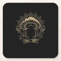 Frog & Minimalism Cottage  Aesthetic Goblincore Square Paper Coaster