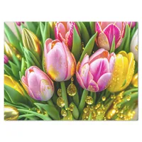 Elegant tulips with gold accents, spring tissue paper