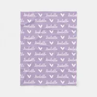 Lavender Personalized Name Blanket with Hearts