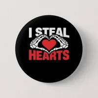 Steal Hearts Valentines Day Funny Skeleton Hand Cl Button