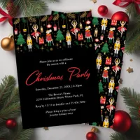 Modern Nutcracker Black Christmas Holiday Party Invitation