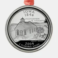 State Quarter of Iowa Reverse Side Faux Metal Ornament