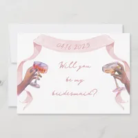 Pink Cute Elegant Custom Bridesmaid Proposal Card