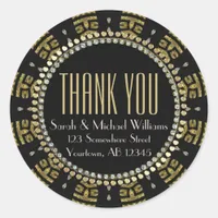 Tribal Gold Black Thank You Round Classic Round Sticker