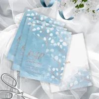 Watercolor Snowdrops Wedding Dusty Blue ID726 RSVP Card