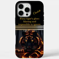 Flaming tiger prowls the night iPhone 16 pro max case