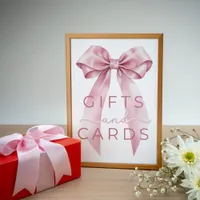 Pink Coquette Bow Baby Shower Gifts & Cards Sign –