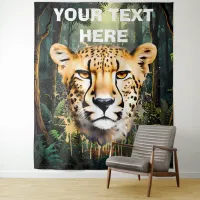 Cheetah Portrait with Jungle Background Tapestry