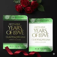 Elegant 55th Emerald Wedding Anniversary Foil Vow Books