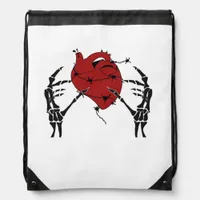 Heart And Hands Skeleton Heart Hands Soft Drawstring Bag