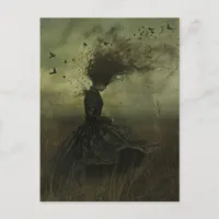 Woman and Birds Dark Fantasy Postcard