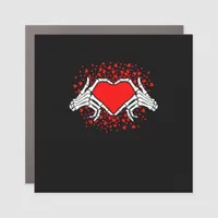 Funny Skeleton Hand Heart Valentines Day Playful Car Magnet