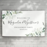 Watercolor Eucalyptus Engagement Party Welcome Banner