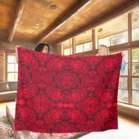 Red rose blossoms with dewdrops - photography fleece blanket