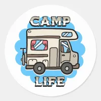 Camp Life | Retro Camper Classic Round Sticker