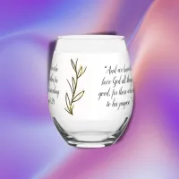 Bible Verse Simple Botanical Brown and White | Stemless Wine Glass