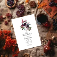 Rustic Boho Plum Red Wine Tasting Bridal Shower Invitation