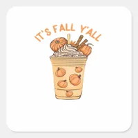 It’s Fall Y’all Cool Retro Square Sticker