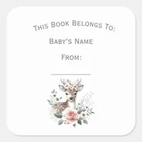 Customize Floral Deer Animal Book Plate