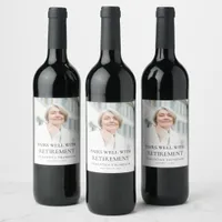 Pairs Well with Retirement Photo Overlay Wine Label