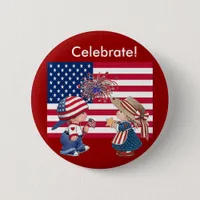 Celebrate American Flag Pinback Button
