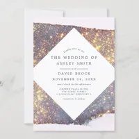 Iridescent Purple Gold Glitter Chic Wedding  Invitation