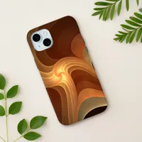 Swirling Abstract Brown Gradient Fractal iPhone 15 Plus Case