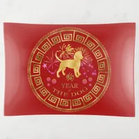 Chinese Zodiac Dog Red/Gold ID542 Trinket Tray