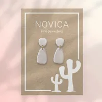 White Ink On Kraft Cactus Earring Display Card