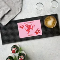 Minimalist Happy Valentine's My Love on pink | Bar Mat