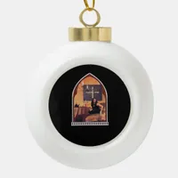 Whimsigothic Cathedral Window Classic Ceramic Ball Christmas Ornament