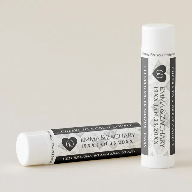 Elegant 60th Diamond Wedding Anniversary Lip Balm