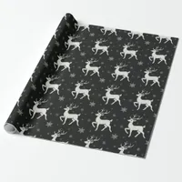 Chalkboard Reindeer Snowflakes Rustic Christmas Wrapping Paper