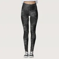 Spooky Spiderwebs on Black Background Leggings