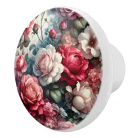 Timeless Rose Floral Charm Ceramic Knob