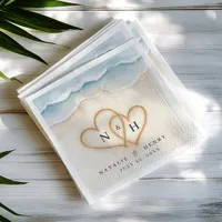 Beach Wedding Napkins with Sand Heart Design