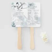 Watercolor Dusty Blue Foliage Dawna Hand Fan